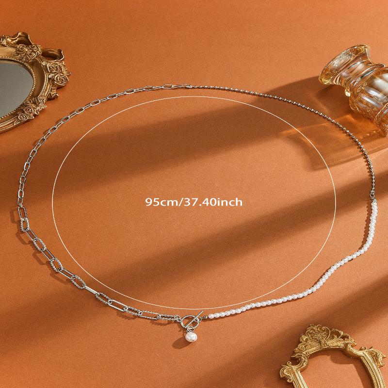 Vintage Gold Color Multiple Styles Imitation Pearl Necklace For Women Boho Trendy Multi-Layer Crystal Pendant Necklaces Jewelry