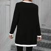 Women's Knitted Pocket Single-breasted Mid-length Contrast Color Casual Long-sleeved Cardigan Jacket