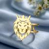 Dawapara Lion Head Ring Adjustable Norse Animal Totem Ring Strength Talisman Wedding Band Stainless Steel Jewelry