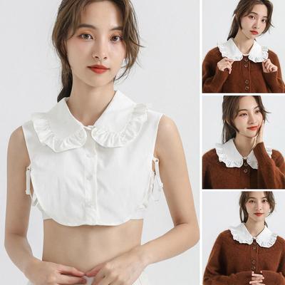 Perfect Match Women Chiffon Cotton Classic Lapel Shirt Fake Collar Blouse False Collar Clothes Accessories