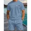 Men's Tracksuit 2 Piece Crew Neck Short Sleeve Shirt Shorts Set Men's Running Suit Plus Size T Shirts Man Clothing Summer