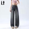 Izzue It Women's Vintage Distressed High-Waist Wide-Leg Jeans