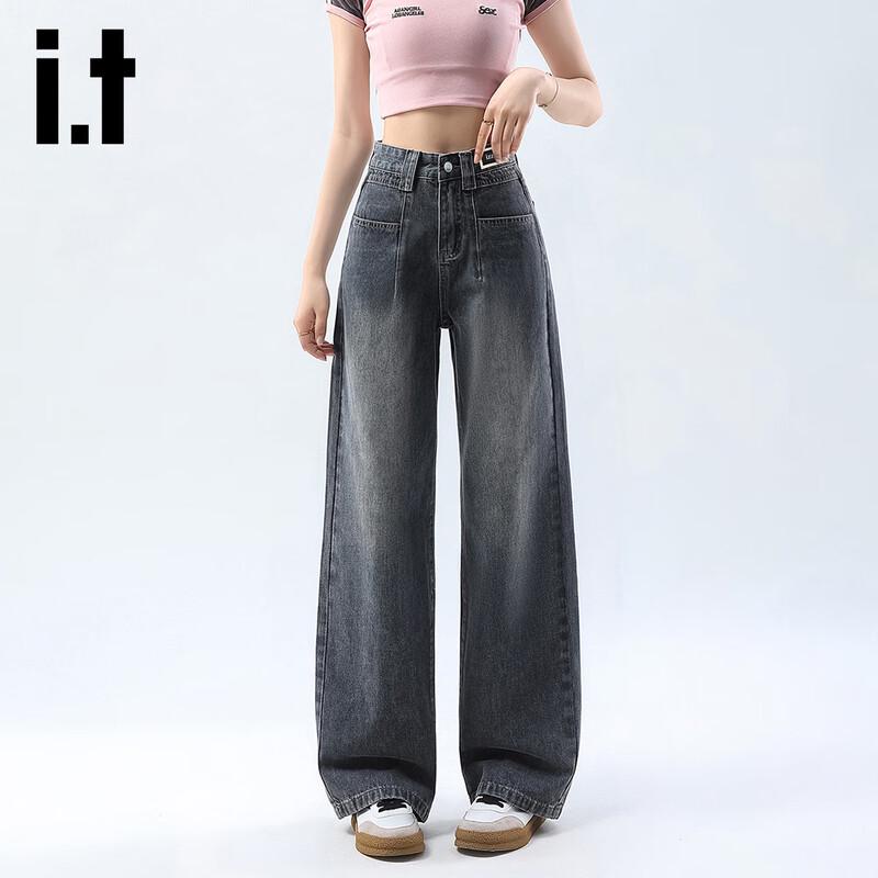 

Женские джинсы Izzue IT винтажной стирки с высокой посадкой и широкими штанинами XL