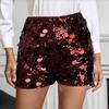 Women's Sparkly Sequin Shorts Stretchy Going Out Party Clubwear Sexy High Waist Straight Leg Mini Shorts