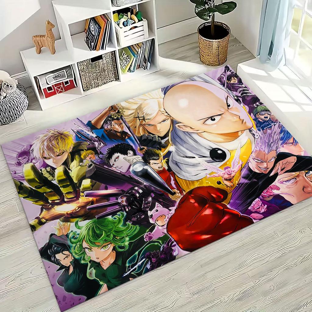 Anime One Punch Man Saitama Cartoon Cartoon Rug for Bedroom Living Room Sofa Home Doormat Decor,Kids Play Non-slip Floor Mat
