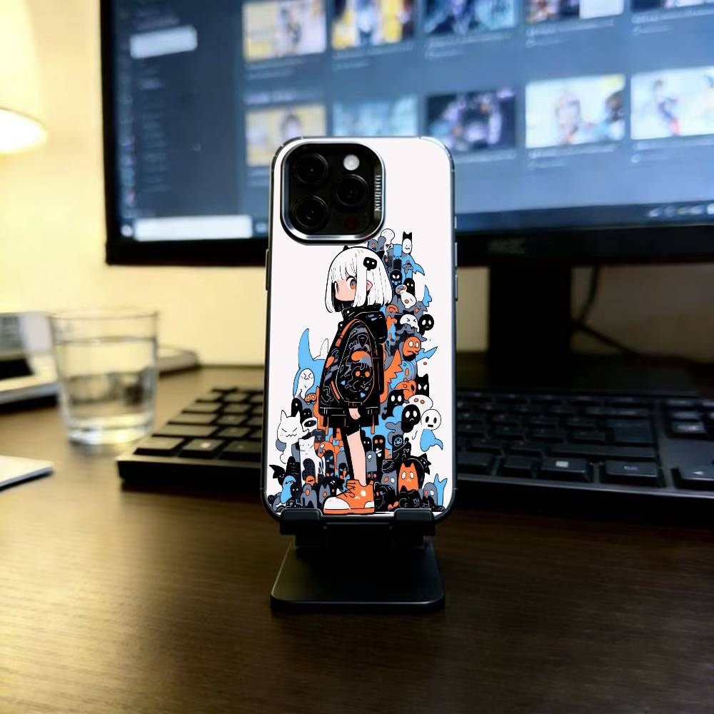 Kawaii Illustration Phone Case For iPhone 17,16,15,14,13,12,11 Plus,Pro Max,XS,Colorful Silver Phone case Funda Cover