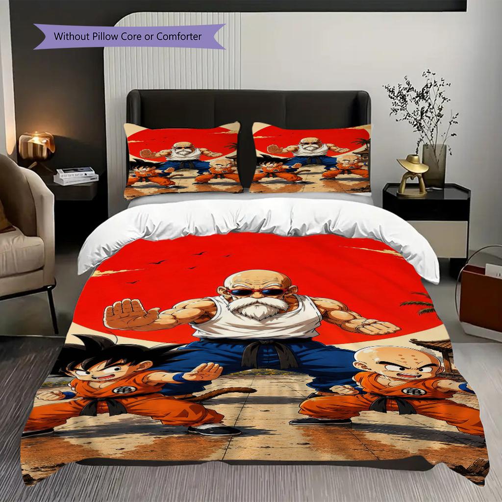 1PC Dragon Ball Pattern Bedding Quilt Set Quilt Cover Pillowcase Home Decoration Birthday Gift (1 * Duvet Cover + 2 * Pillowcase, Without Core)