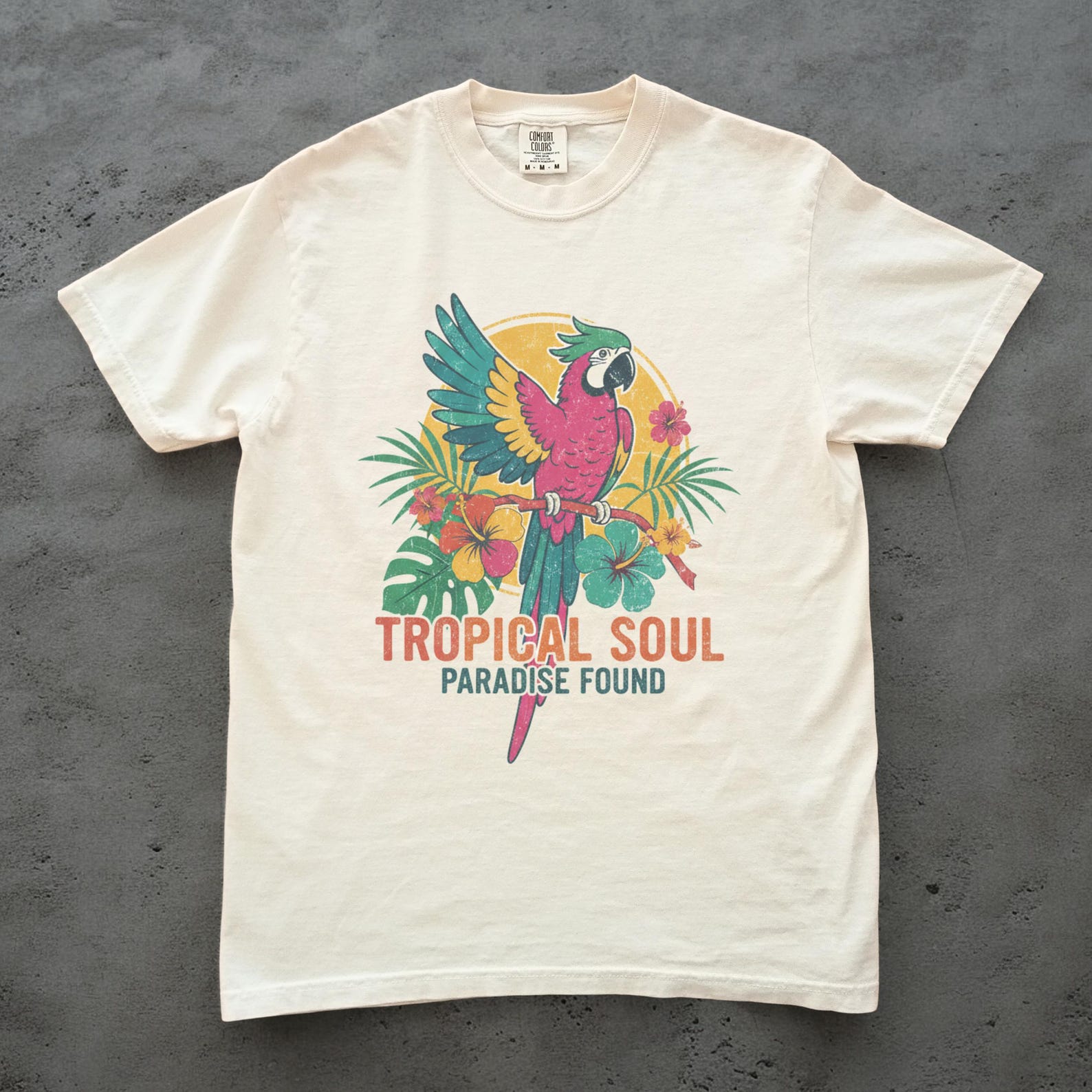 Tropical ParroT shirt, Tropical Soul Graphic Tee, Colorful Parrot T shirt, Paradise Bird Shirt, Unisex Comfort Colors Tee 2XL