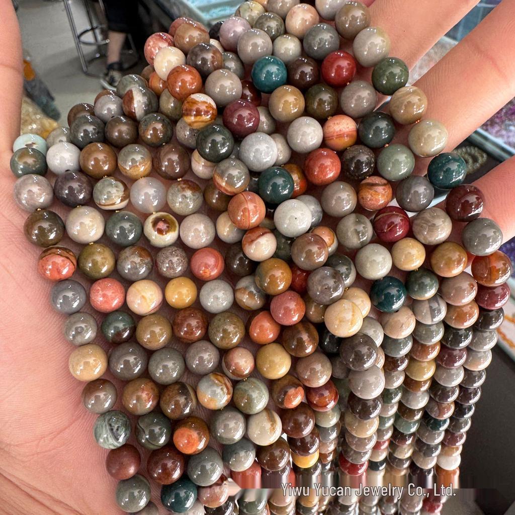 Alashan Natural Jade Multicolor Round Beads - DIY Crystal Jewelry Accessories