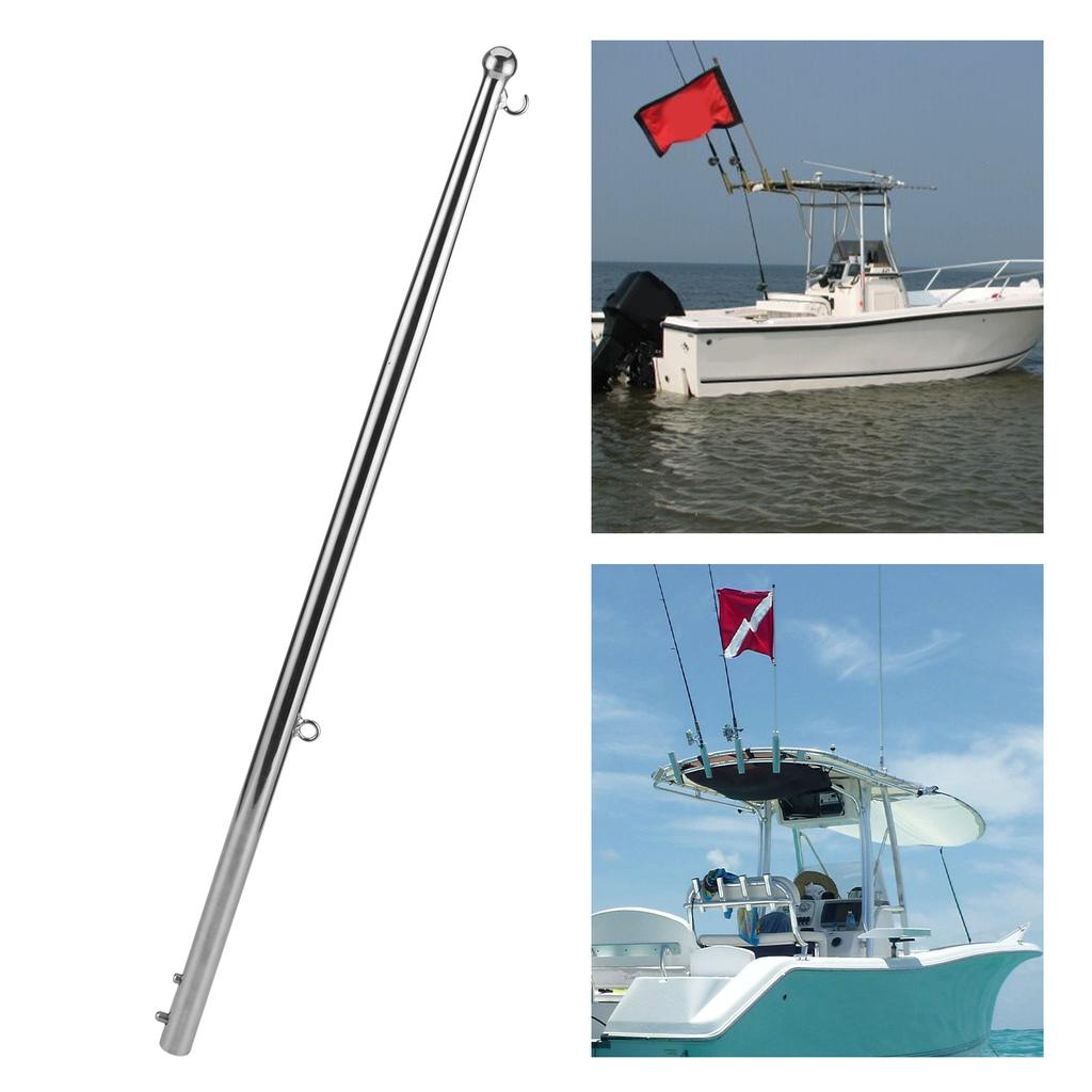 610MM 304 Stainless Steel Boat Flag Pole Marine Yacht Rail Mount Flag Staff Holder