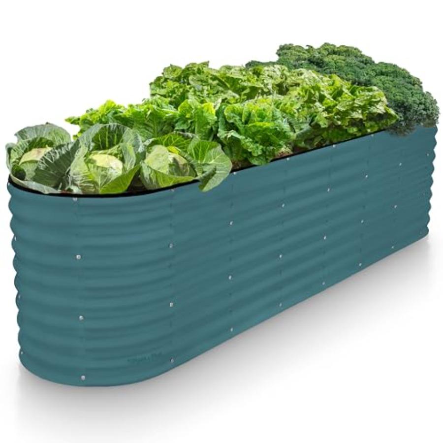 

Turquoise 8×2×2 ft Galvanized Raised Garden Beds Outdoor Metal Planter for Vegetables Flowers Large Garden Box Patented Tool-Fr United States
