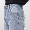 Silver Multi Layer Jean Chain With Cross Pendants Durable Metal Finish Fit For Punk Streetwear Concert Party Outfits