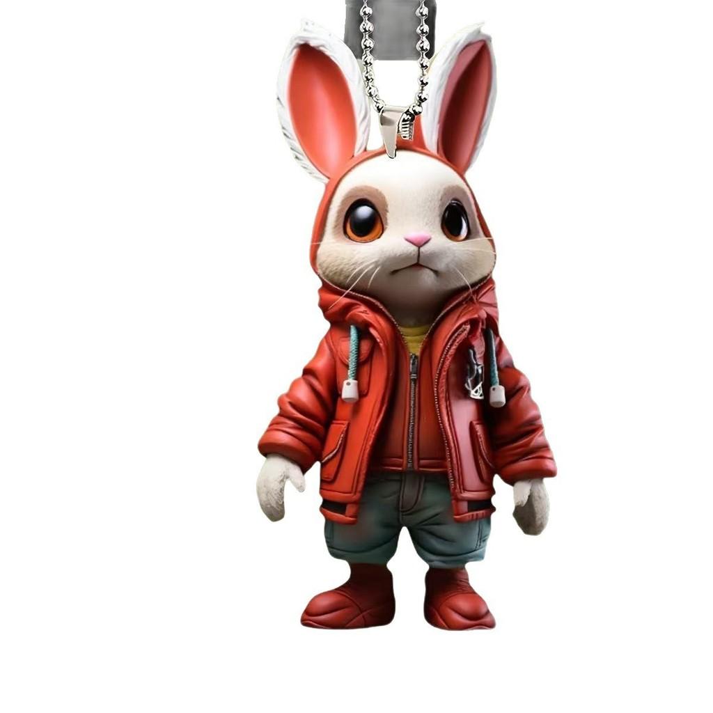 Rabbit Cartoon Cute Pattern Acrylic Pendant For Car Accessories Decoration