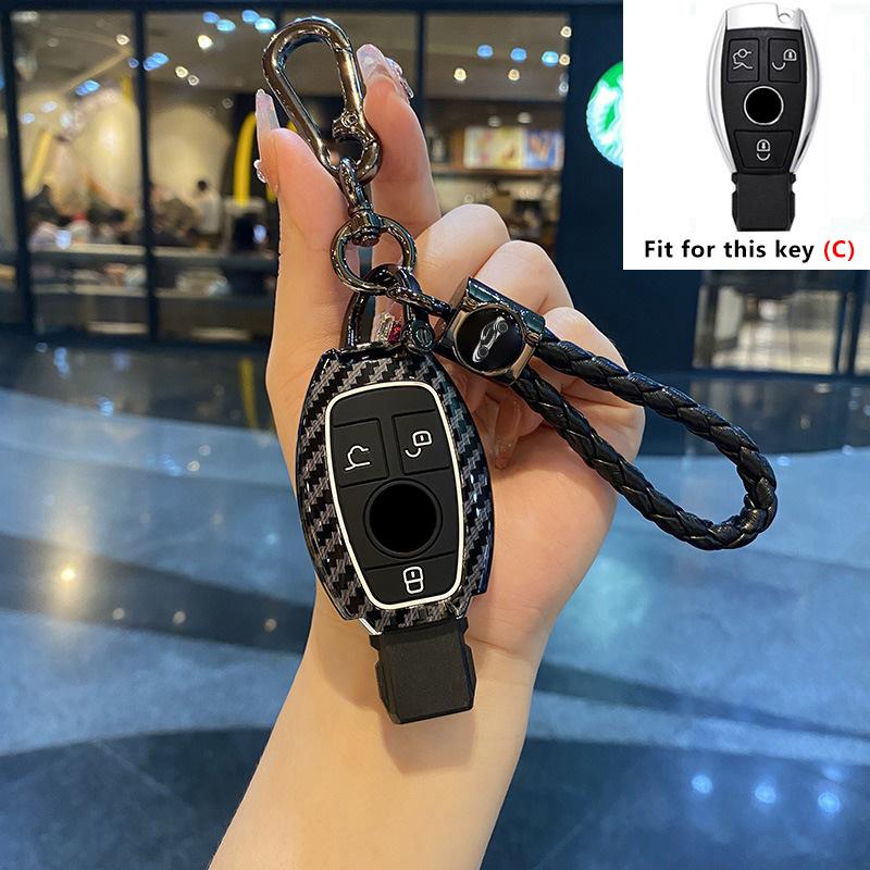 Interior Mouldings ABS Carbon Fiber Car Key Case Cover Shell for Mercedes Benz A B C E Class GLS GLA GLK GLC CLS CLA AMG W204 W2