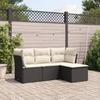 VidaXL Garden Lounge Set 4 Pcs with Cushions Black Braided Resin 3217536