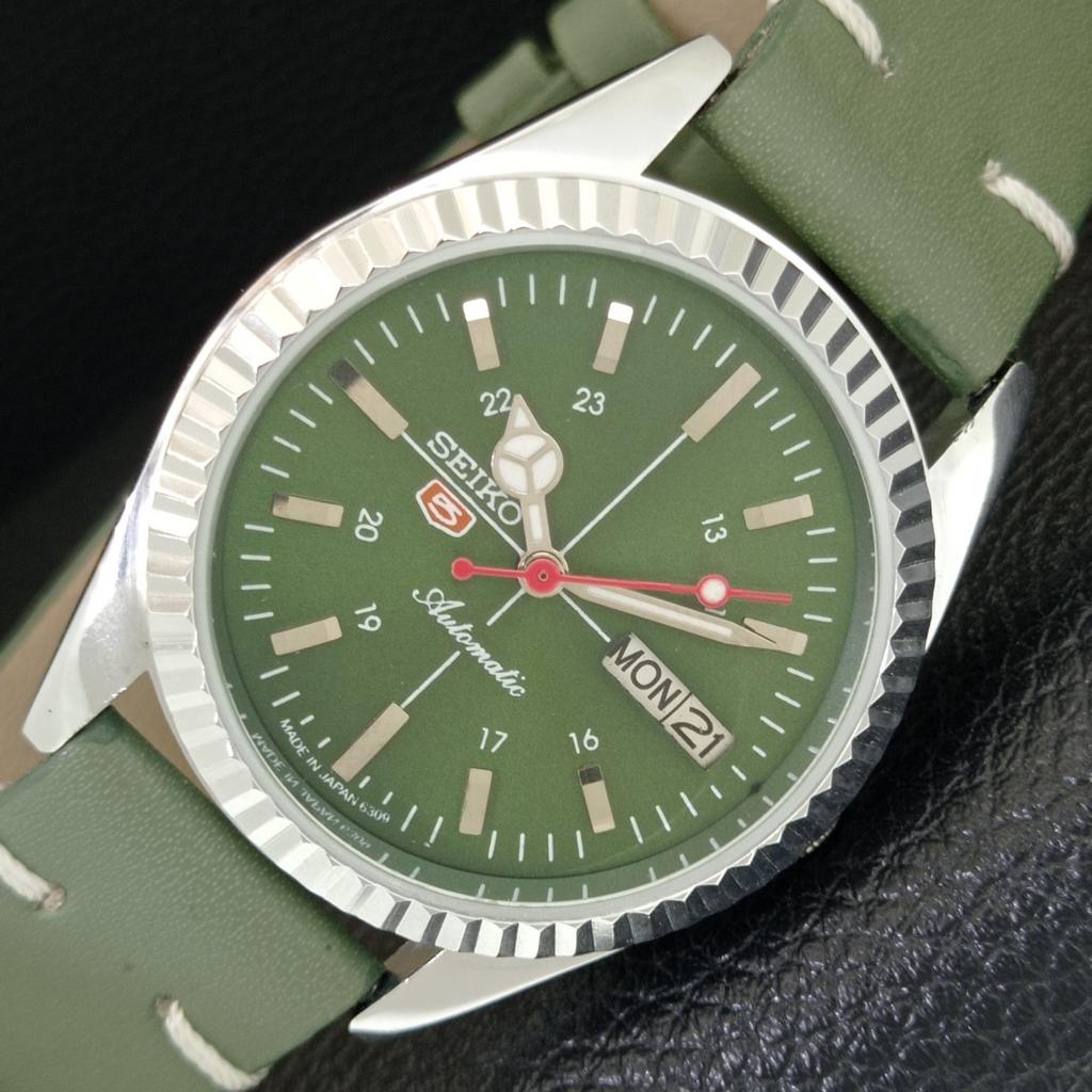 

AUTOMATIC VINTAGE REFURBISHED SEIKO 5 6309A JAPAN MENS GREEN WATCH a442846-1