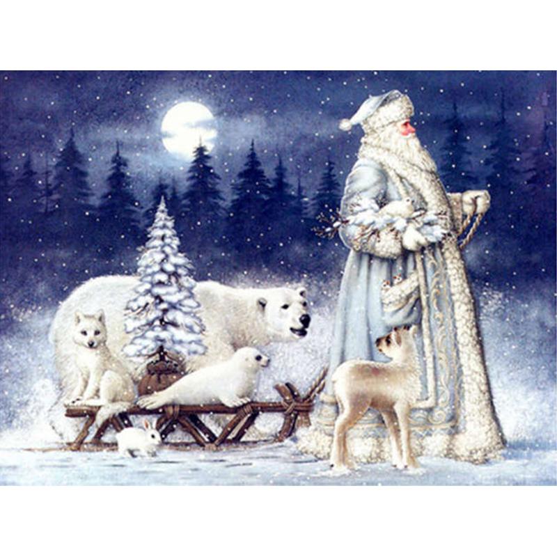 DIY 5D Diamond Painting Santa Claus Diamond Embroidery Winter Snow Tree Cross Stitch Full Round Drill Mosaic Christmas Gift