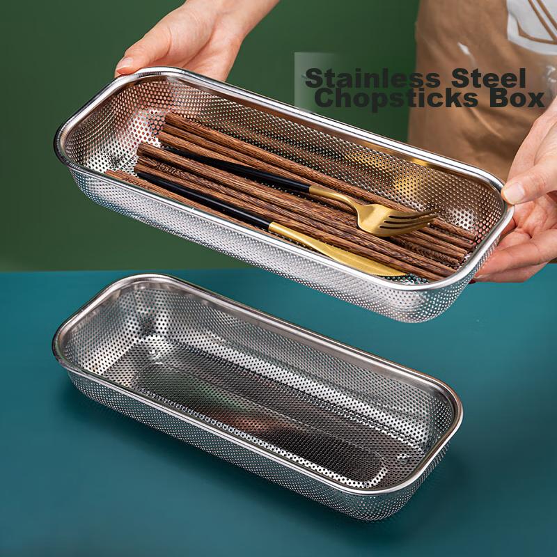 Cabinet Chopstick Box, Stainless Steel Chopstick Tube, Chopsticks And Spoons Storage Box, Cage Chopstick Rack, Draining Knife Fork Spoon