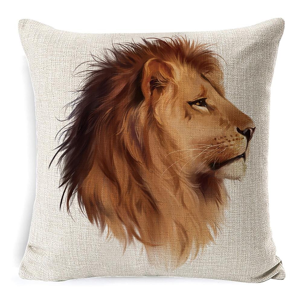 African Animal Linen Cushion Cover Office Sofa Cushion Office Lumbar Pillow Small Pillow