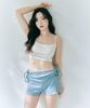 Foriz [Daisy Warm-Up Pants_Urban Blue] Multi-Strap Ribbed Cover-Up Shorts