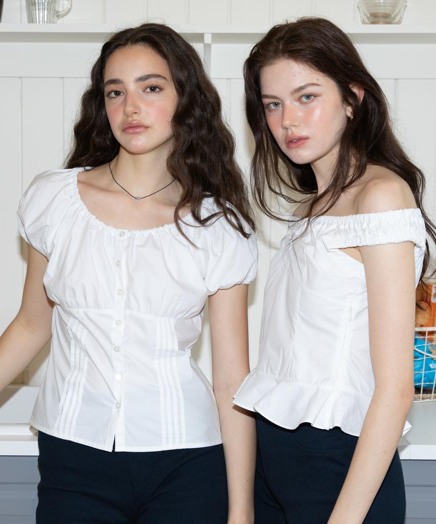 DIMANCHE Sunday Puff Blouse (White)