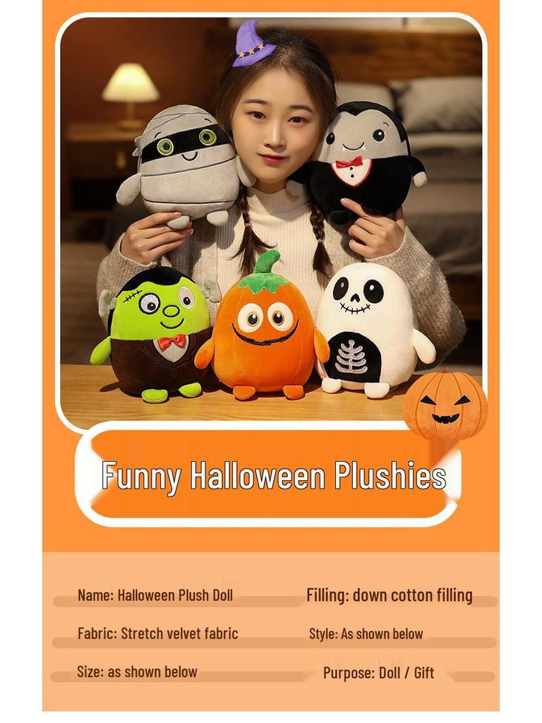 Lustiges Zombie-Kürbis-Plüschtier - Halloween-Geschenk