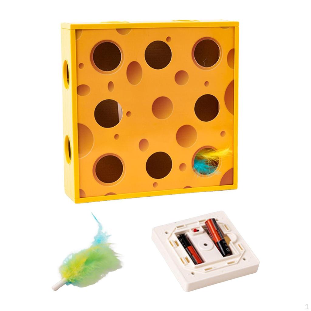 Automatic Cat Toy, Cardboard Design, Cheese Box, Activity for Small And Medium Cats