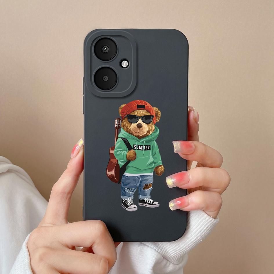 Flytende silikon for Xiaomi Poco X6 F5 Pro F6 M6 Pro 5G X 6 M 6 F 5 Deksel Panda tegneseriemønster Høykvalitets støtsikker telefonvesker Bumperhus