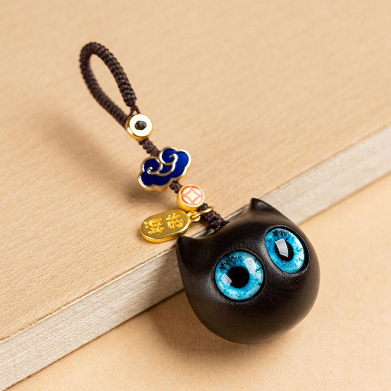 1Pc Wooden Cat Keychain Anime Cute Mobile Phone Chain Car Wooden Pendant Personality Creative Cute Keychain Accessories