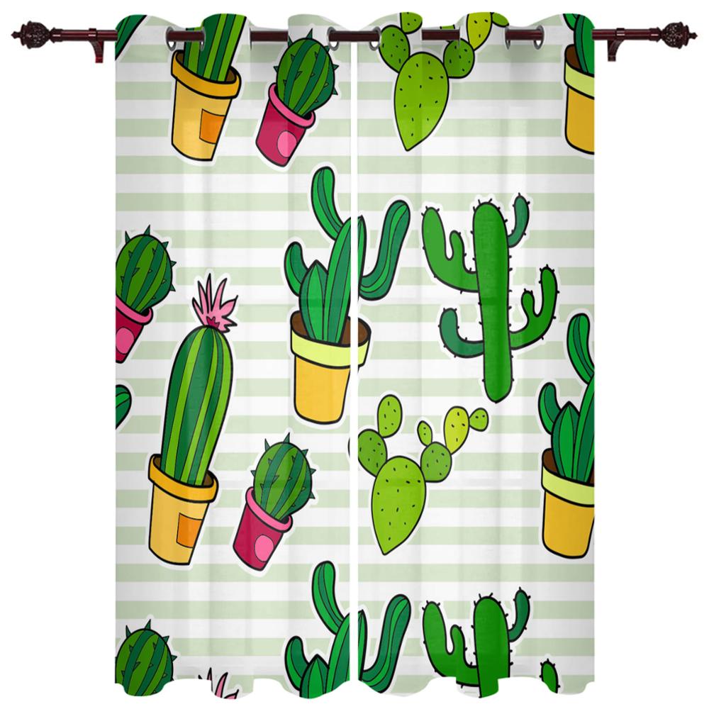 Растение Зеленый Кактус Геометрические Полосы Роскошные Домашние Шторы Товары для дома — фото 10