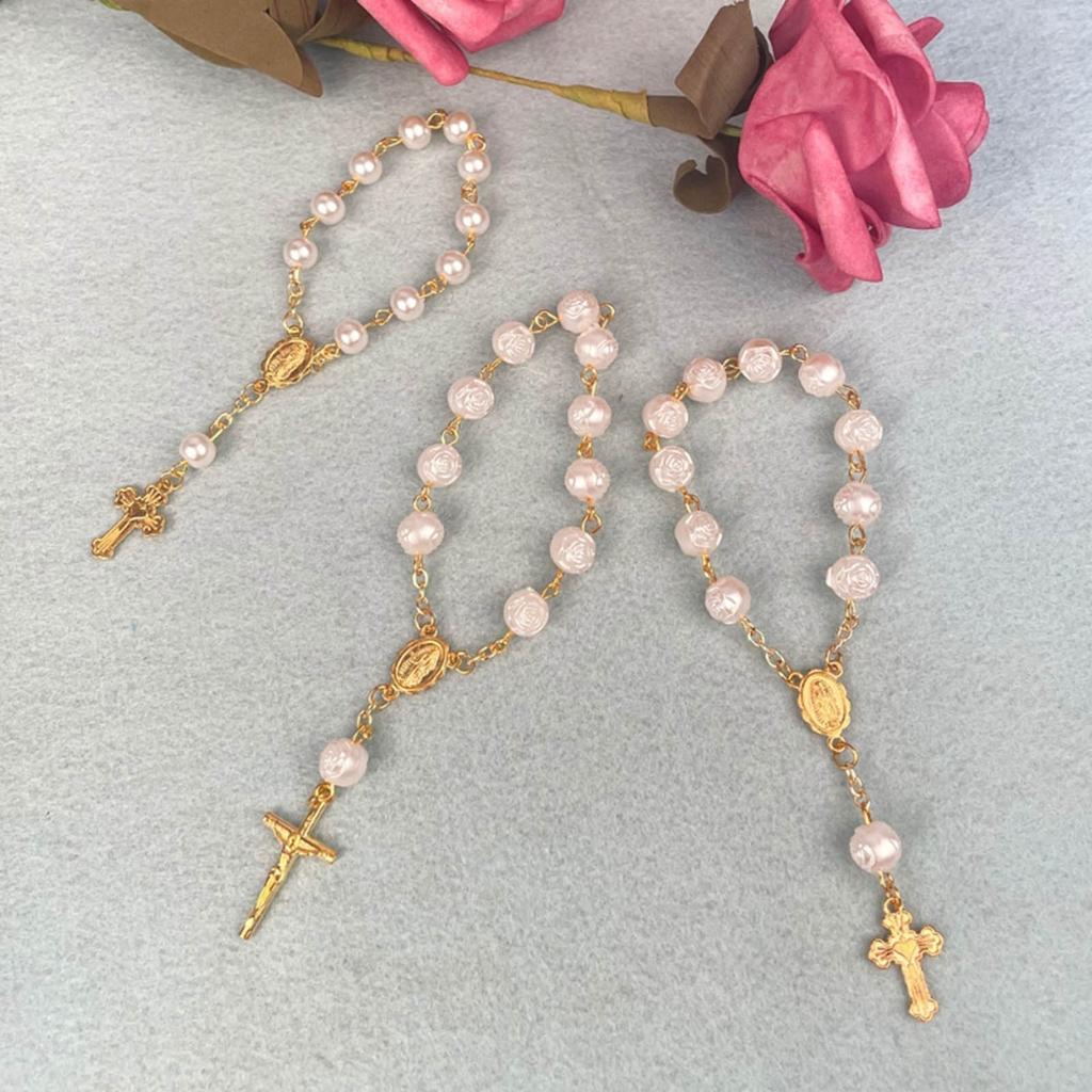 Unique Baby Baptism Bracelet Religious Style Prayer Bracelet Rosary Bracelet Adjustable Rose Baby Baptism Bracelets