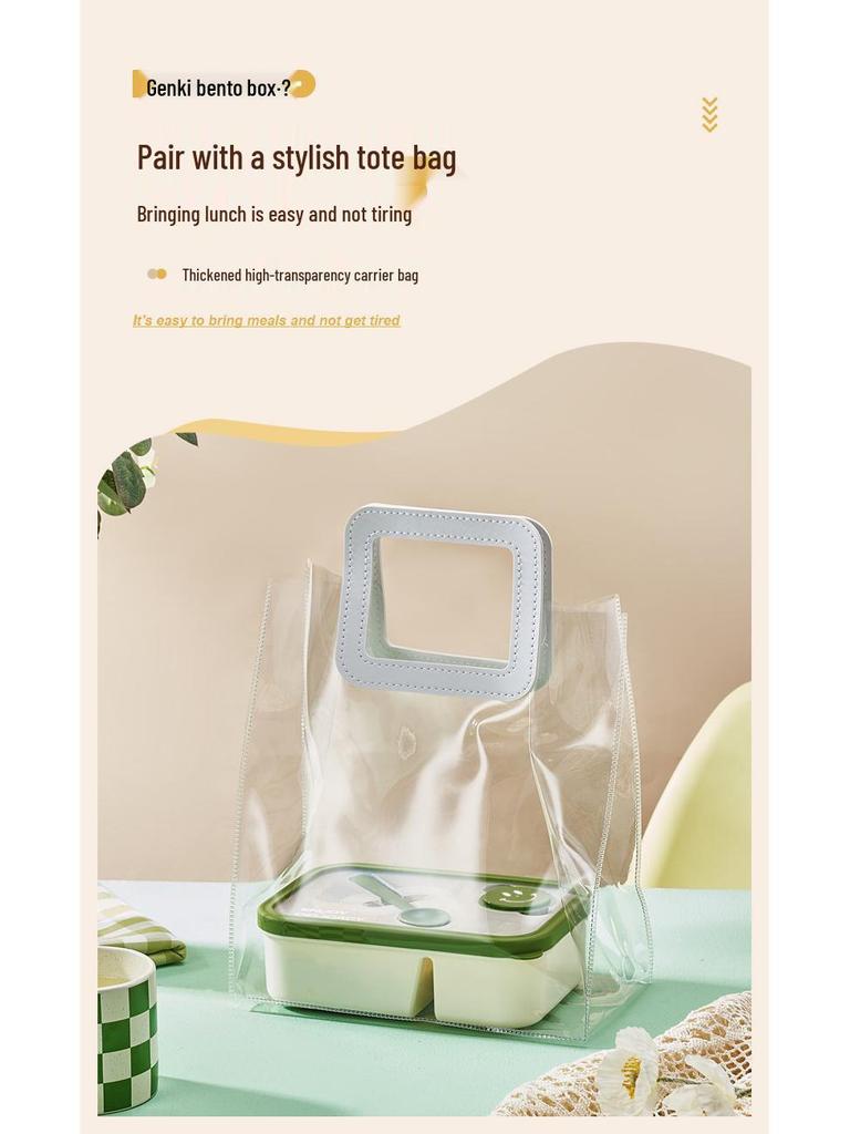 Microwaveable Bento Lunch Box with Utensils & Dressing Container