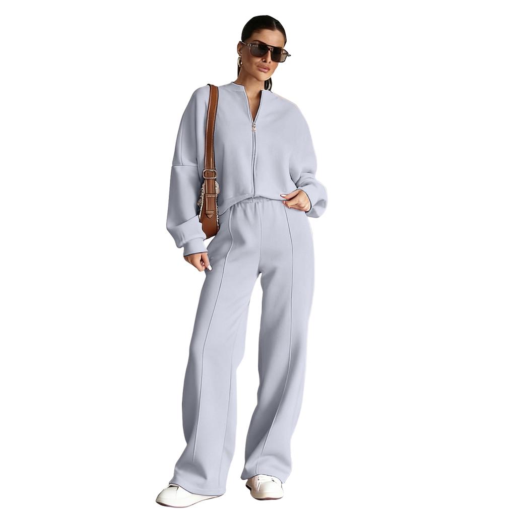 Women's Fashion Street Long,Sleeved Jacket And Pants Two,Piece Set