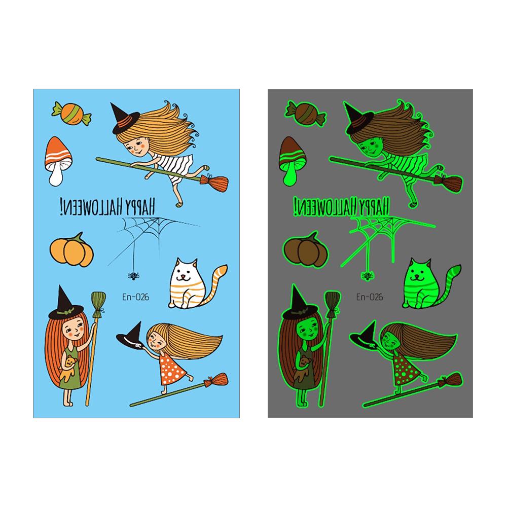 Ruikalong Halloween Luminous Pumpkin & Cartoon Tattoo Stickers for Kids 120x75mm