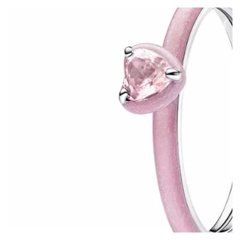 Pandora ME Series Heart Shape 925 Silver Ring Women's Pink 193088C02