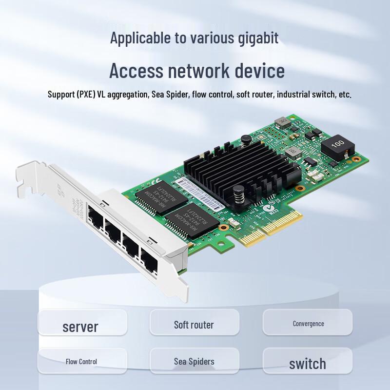 EB-LINK Intel I350 Quad-Port Gigabit PCIe X4 Server Network Card
