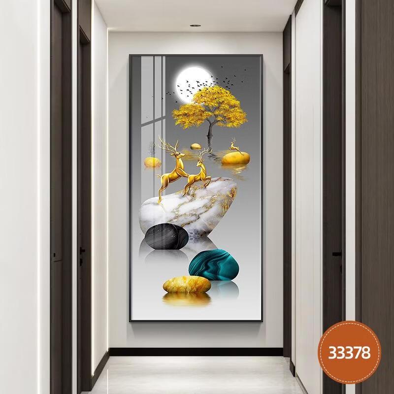 

JINGRUIXIANG Golden Deer Textured Canvas Wall Art