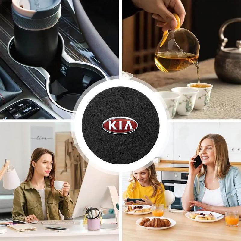 1/2pcs Leather Car Water Coaster Non-Slip Mat Car Bottle Holder Insert Pad For KIA Ceed Rio Sportage R K2 K3 K4 K5 K6 K7 K8 Soul Opeima Ceed Sorento