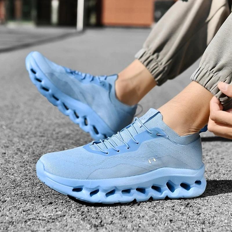 New Men'S Ultra-Light Running Shoes Cushioned Sports Shoes Men'S Breathable Thick Sole Flying Mesh Racing Shoes