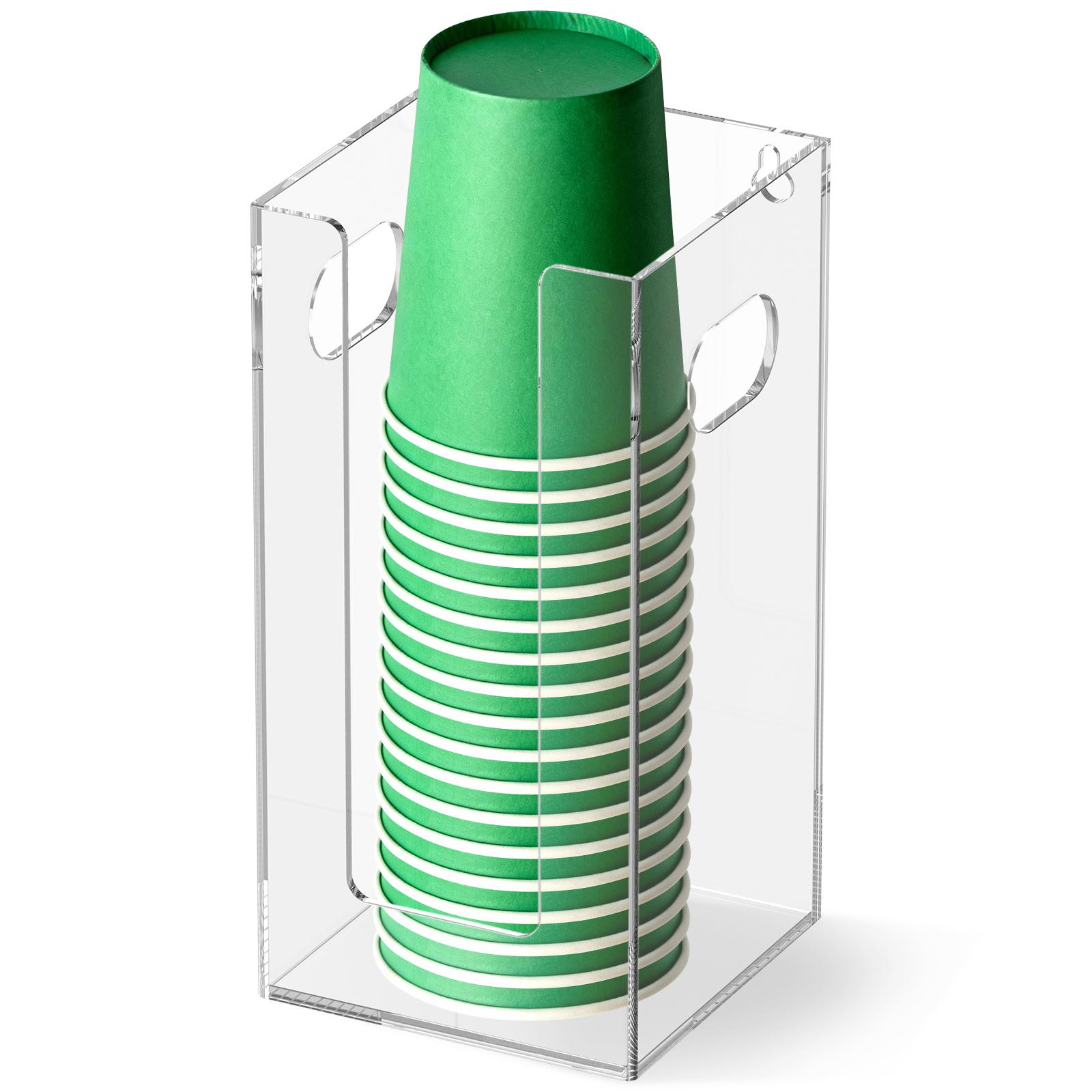 

Disposable Cup Storage Holder Acrylic Clear Tea Coffee Cup Organizers Paper Cup Rack Dispenser for Kitchen Coffee Bar Display