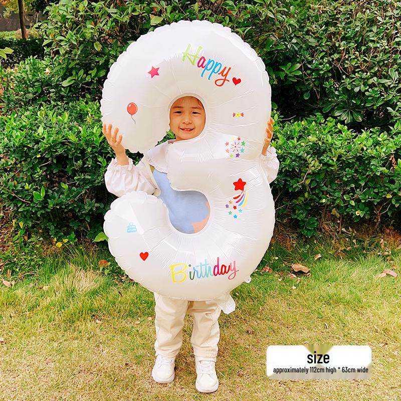 White Number Balloons for Kids' First Birthday Party Decorations