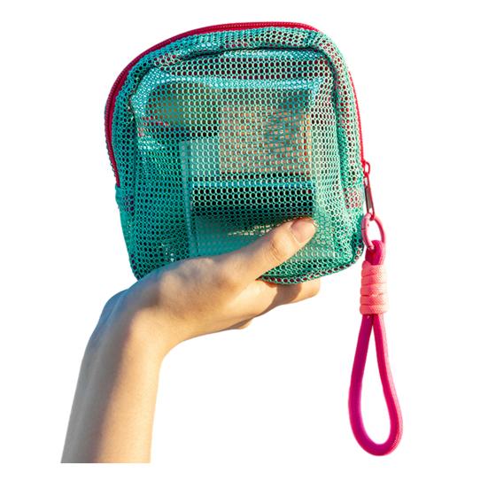 Cosmetic Storage Bag Breathable Mesh Design Compact Organizer with Lanyard Portable Bag for Toiletries Makeup