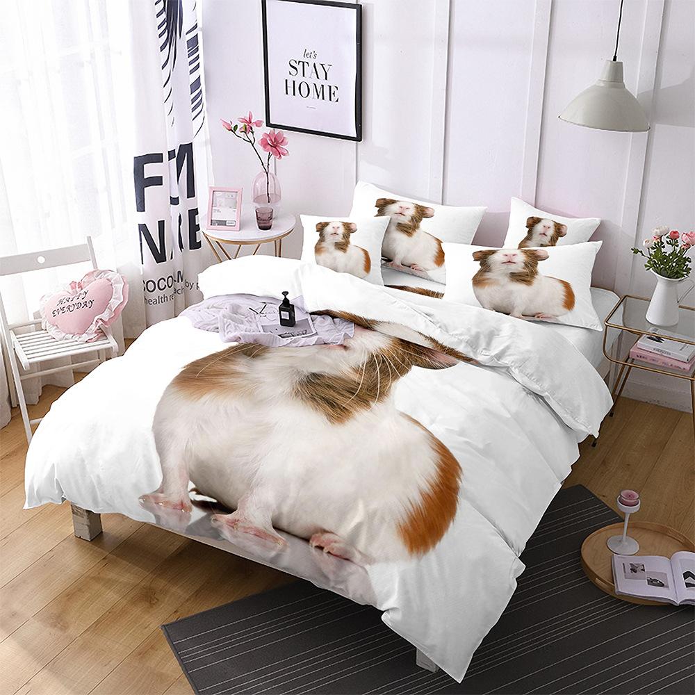 Dog Duvet Cover Set 3D Animal Theme Polyester Bedding Set Queen King Size Cute Pug Dog Printed Cover For Kids Teen Boy Bedspread