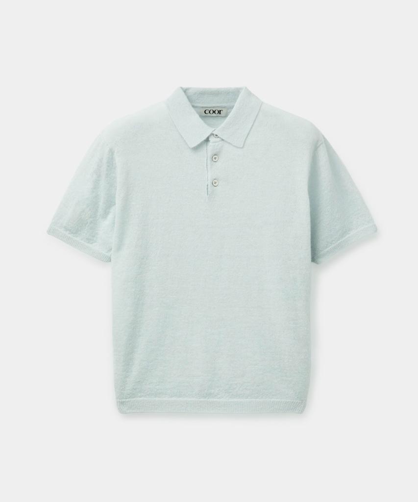 Kueo Hairy Alpaca Blend Polo Knit (Light Blue)