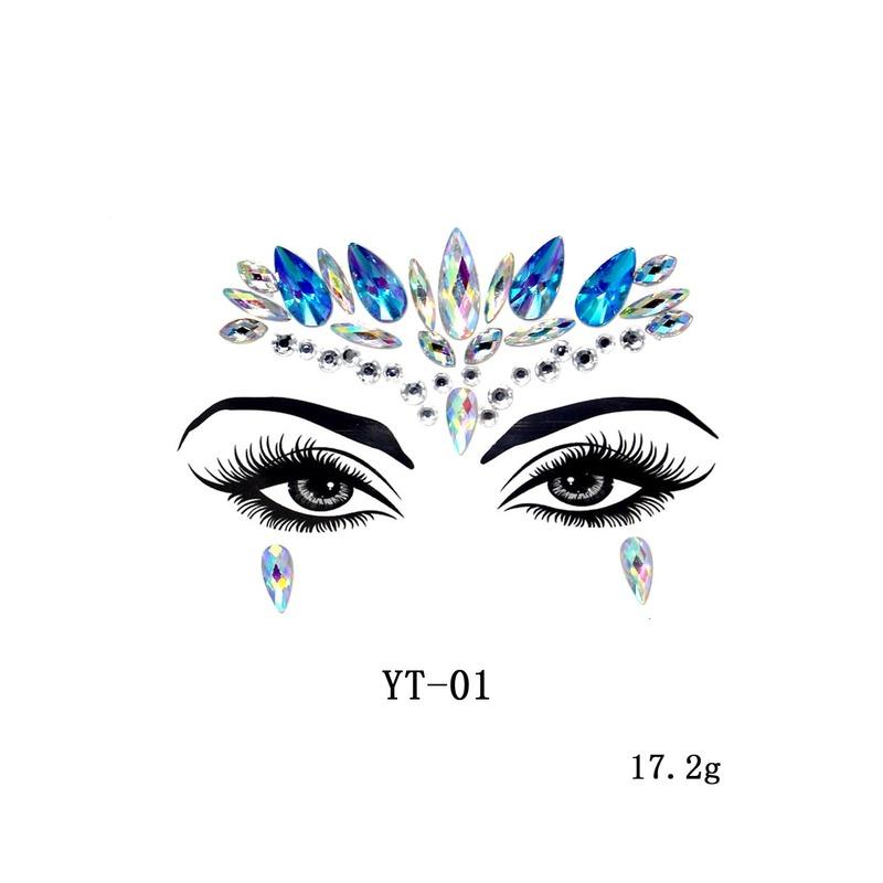 1Pcs 3D Crystal Face Stickers Decoration Face Eye Stickers Chest Sticke Glitter DIY Jewelry Festival Party Temporary Tattoo Stickers for Women