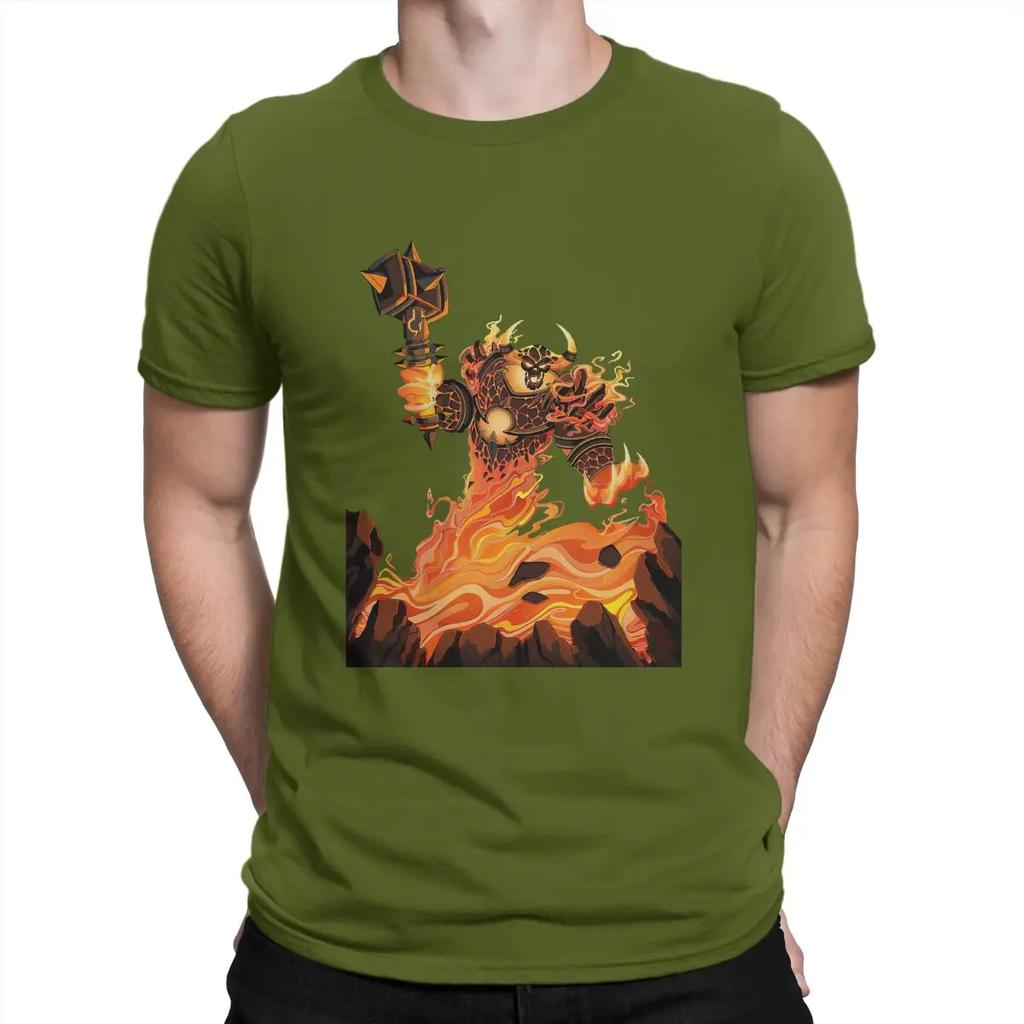 Ragnaros Rock-Magma Men's Shirt World Of Warcraft Funny T-Short Sleeve Round Collar T-Shirts Pure Cotton Birthday Gift Clothing