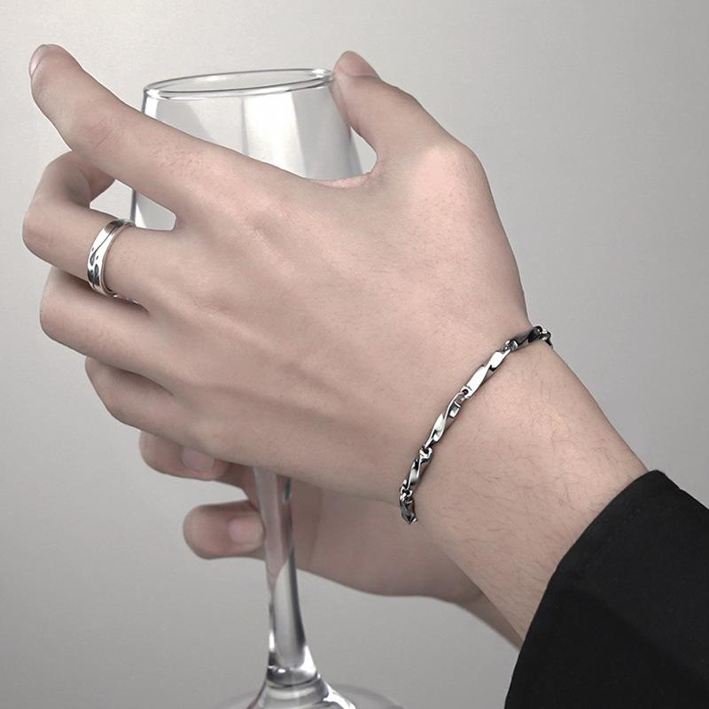 Hand Bracelet Birthday Gift - Unique Design for Men, Trendy Titanium Steel, Hip-hop Style, Personalized, Cool and Laid-back Fashion Accessory