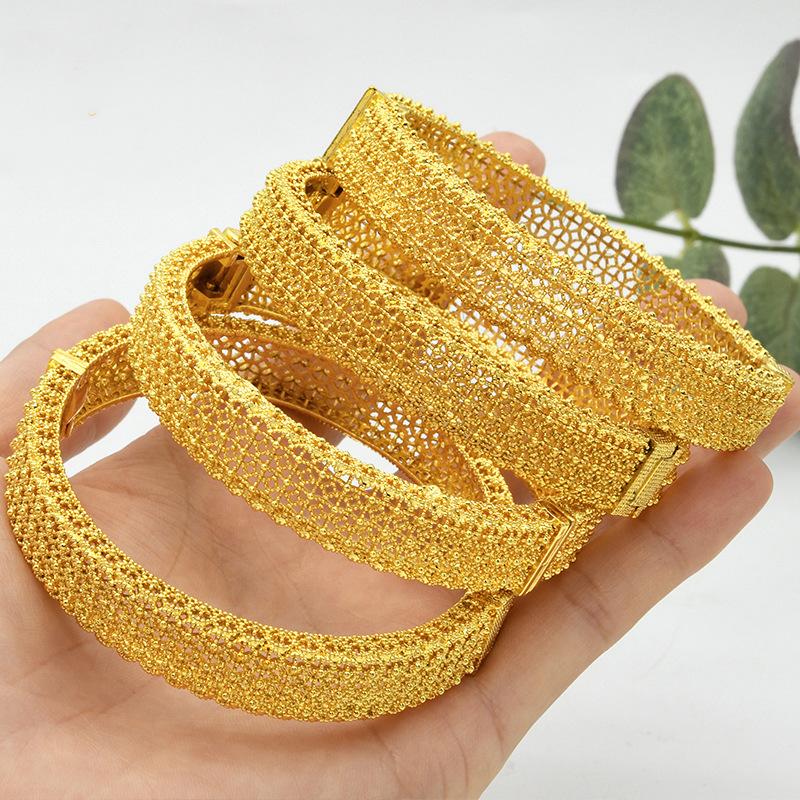 Позолоченный 24K Дубайский Свадебный Браслет Сплав Нигерийские Женские Песочный Золотой Браслет Украшения 2026 18CM quantity 1