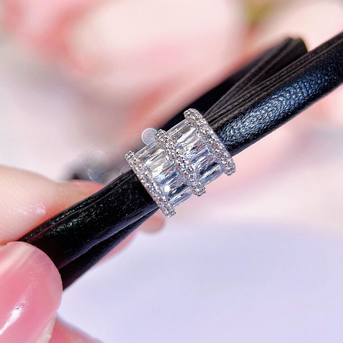 

WWJ кожаный браслет CZ циркон регулируемый браслет мода корейская версия женской индивидуальности ювелирные изделия для рук аксессуары серебряный