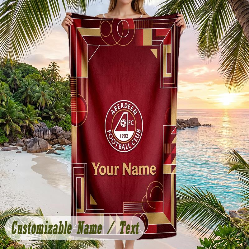 Beach Towel Aberdeen FC Print Custom Name Text Soft Towel for Swimming Pool